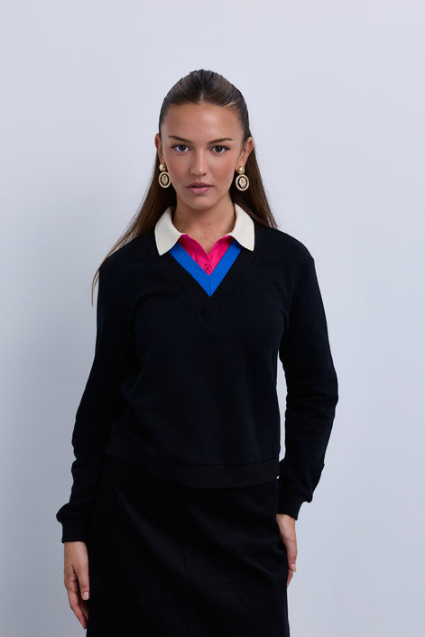 Triple Colour Collar Sweatshirt