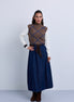 Denim Aline Skirt with Corduroy Tie Belt