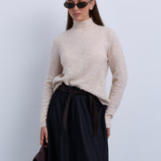 Denim Aline Skirt with Corduroy Tie Belt