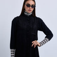 Aline Sleeveless Loose Fit Dress with Mandarin Collar