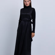Jacquard Knit Combination Dress with Side Ties