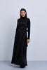Jacquard Knit Combination Dress with Side Ties