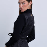 Jacquard Knit Combination Dress with Side Ties
