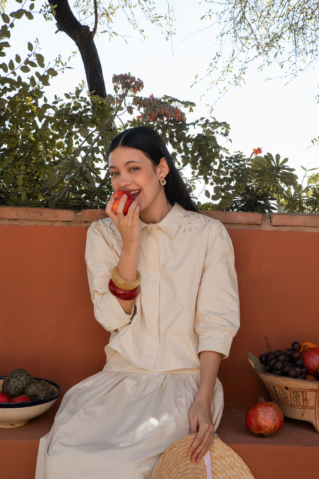 Midi Skirt with Tonal Embroidery