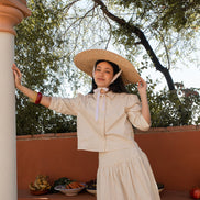 Midi Skirt with Tonal Embroidery