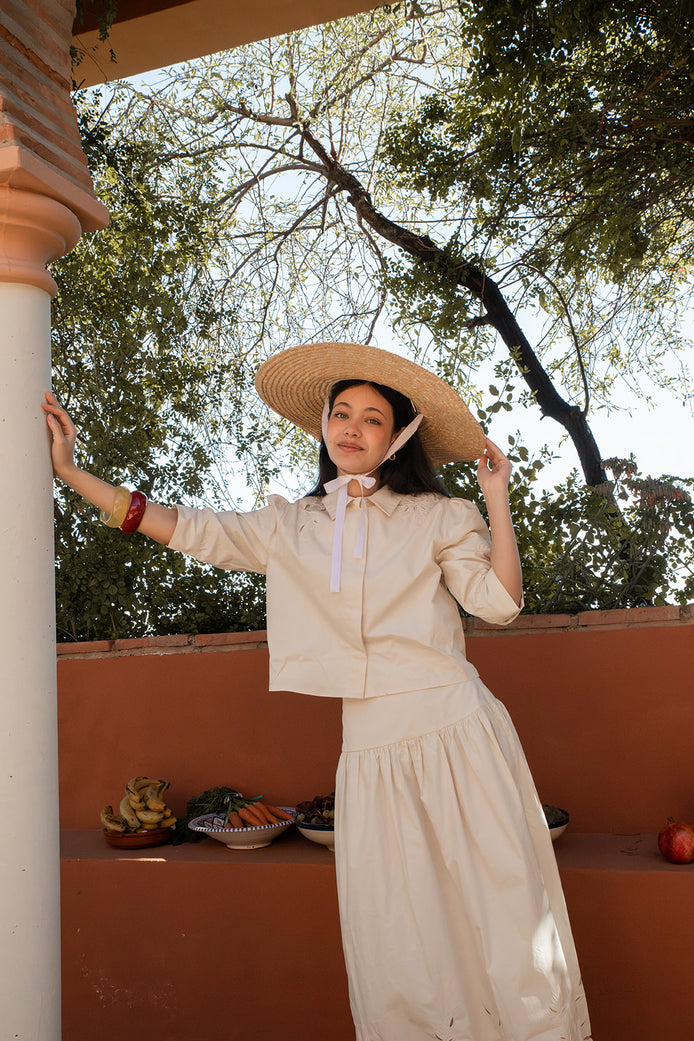 Midi Skirt with Tonal Embroidery