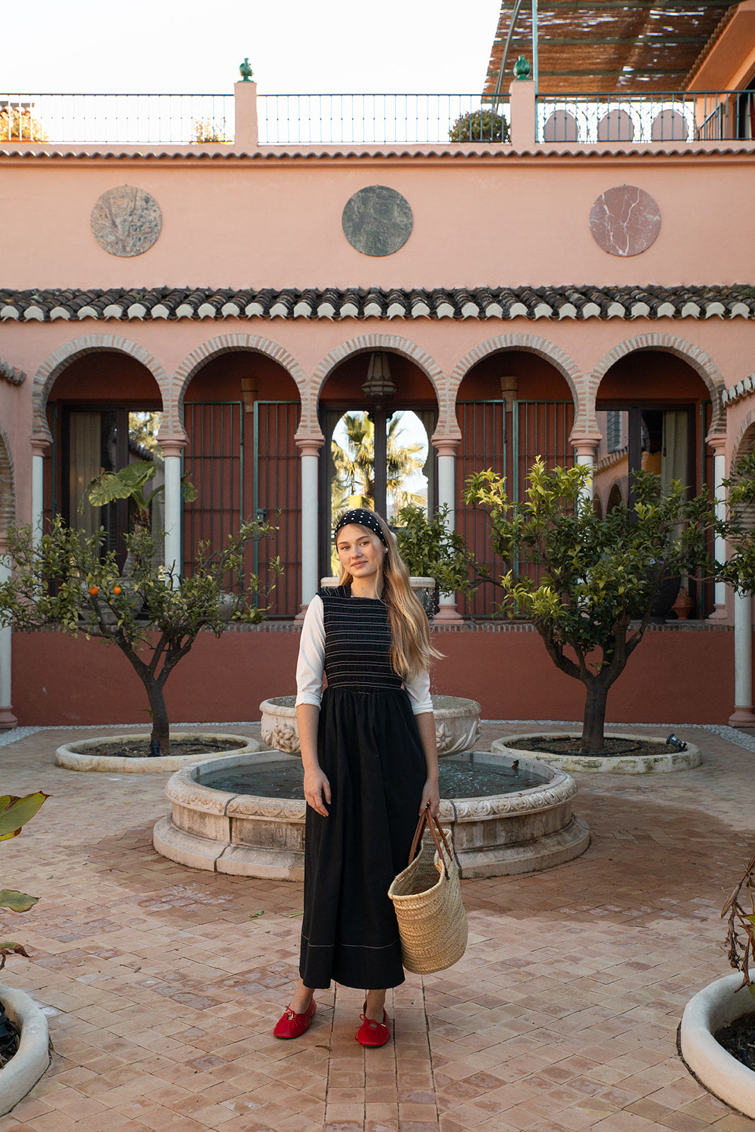 Smocked Sleeveless Dress with Wrap Over Back