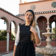 Smocked Sleeveless Dress with Wrap Over Back