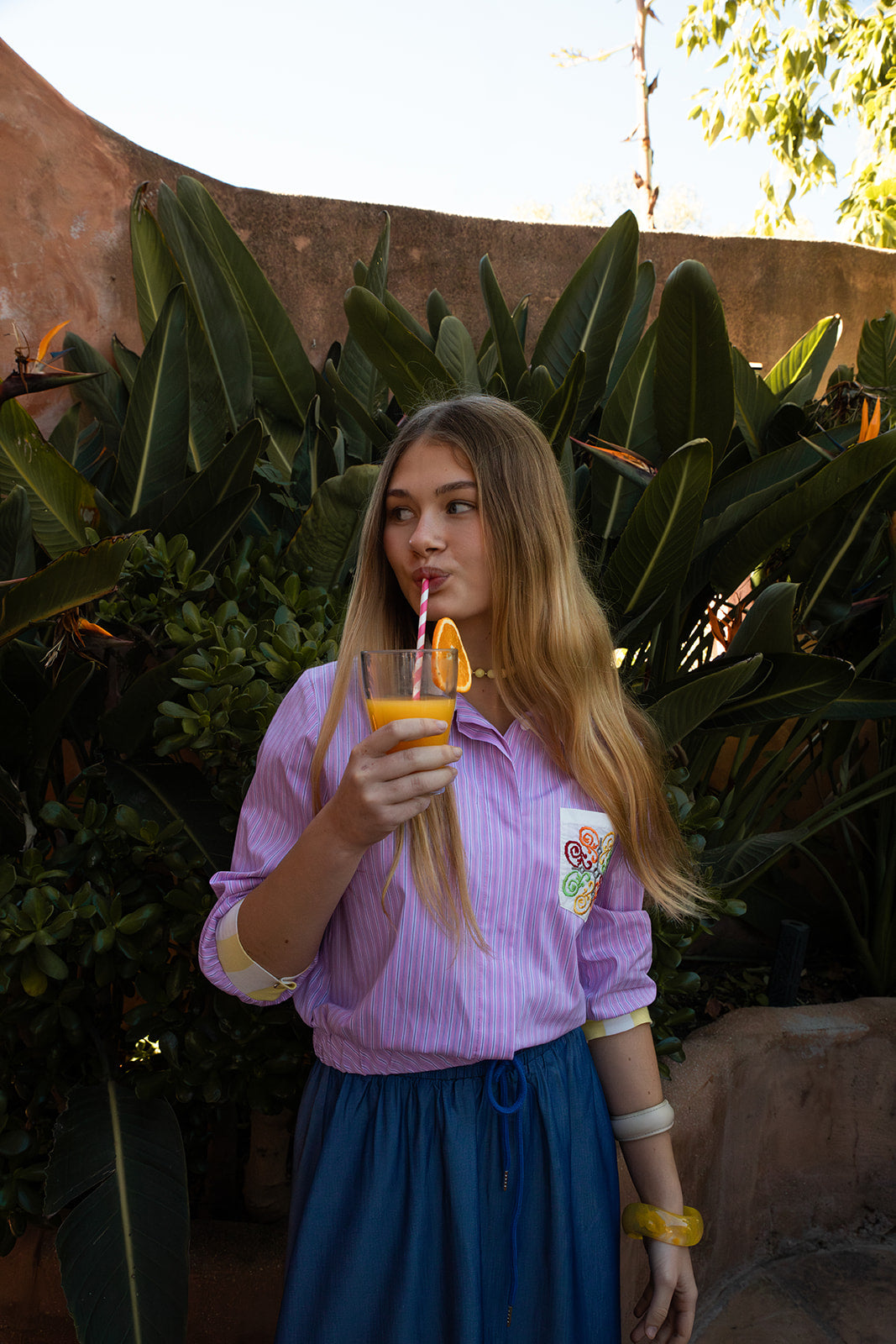 Cropped Shirt with Rib Cuffs