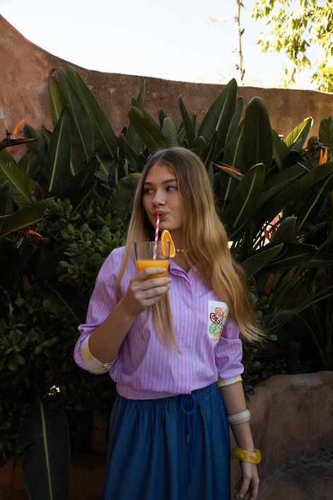 Cropped Shirt with Rib Cuffs