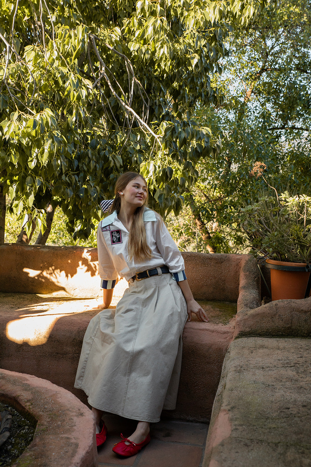 Cropped Shirt with Rib Cuffs