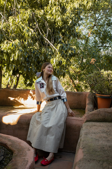 Cropped Shirt with Rib Cuffs