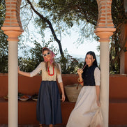 Striped Top Denim Skirt Dress