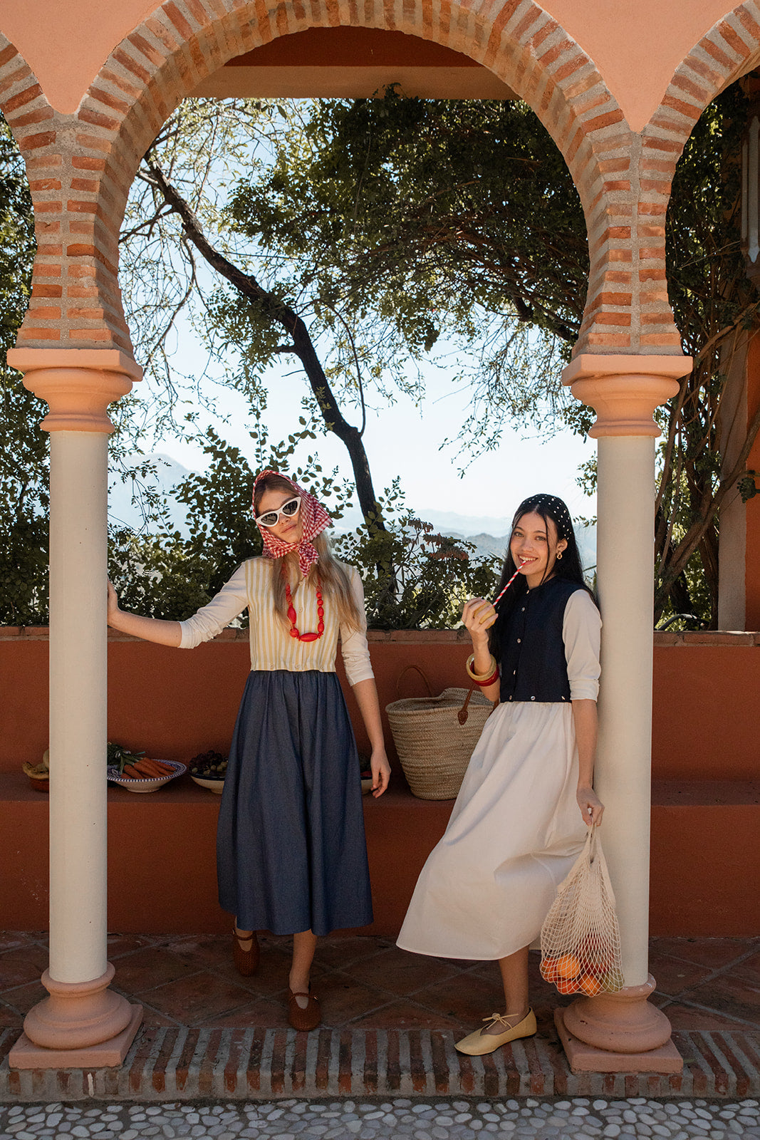 Striped Top Denim Skirt Dress