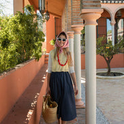 Striped Yellow Top Denim Skirt Dress