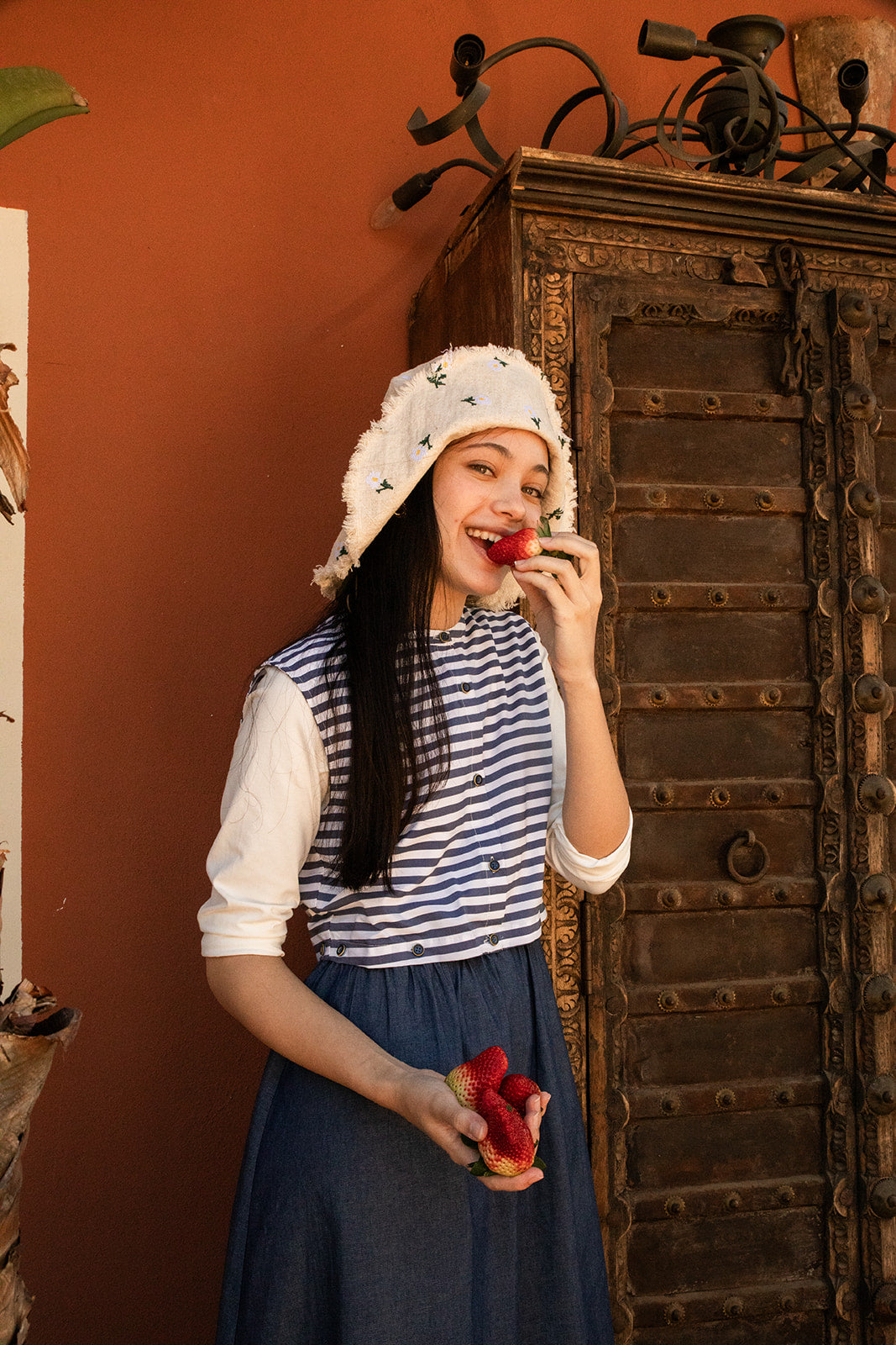 Striped Top Denim Skirt Dress