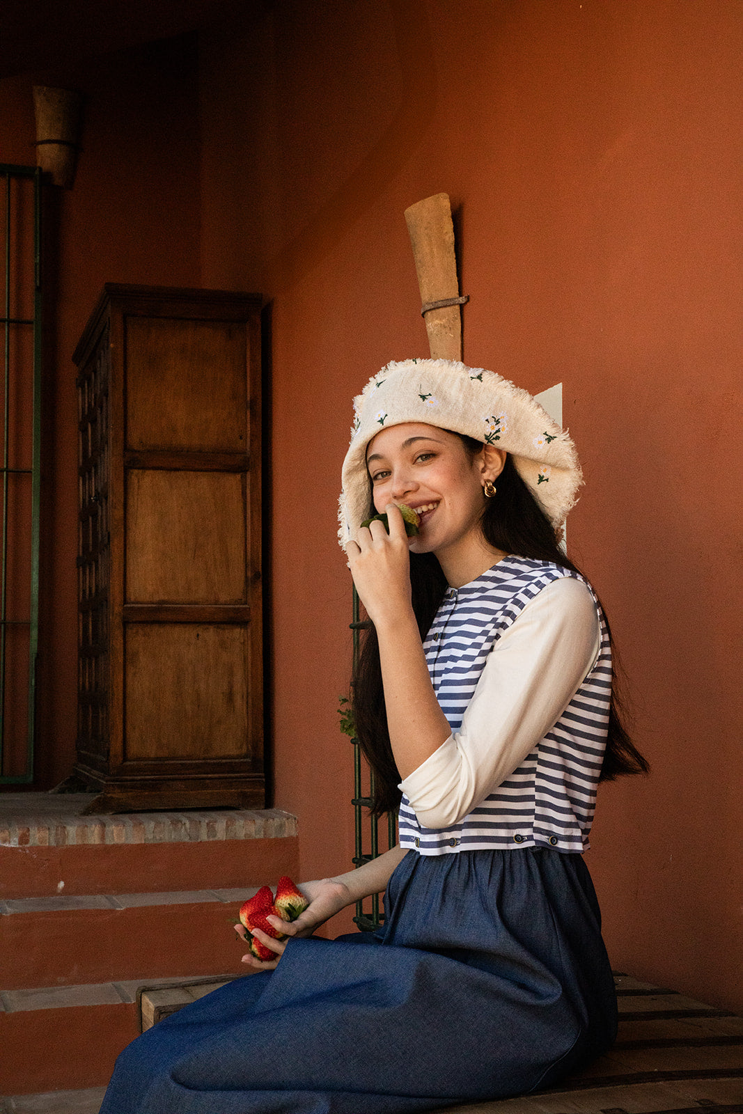 Striped Top Denim Skirt Dress