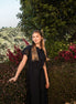 Broderie Short Sleeve Ruffle Collar Dress with Belt