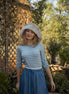 3/4 Length Sleeve Striped T-shirt with Neckline Embroidery