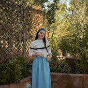 Midi Skirt with Contrast Elastic Waistband