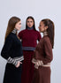 Contrast Trim Mock Neck Knit Sweater
