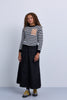 Front button panel denim skirt  with front patch pocket and subtle gathering