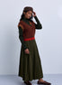 Pleated skirt with contrast waistband