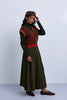 Pleated skirt with contrast waistband