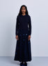 Wide Knife Pleat Skirt with Sequin Decor