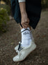 Noir Logo Print Ribbed Cotton Blend Socks