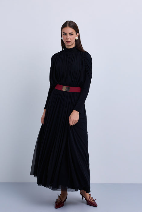 Tulle Gown with Elastic Belt