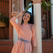 3/4 Sleeve Knit Top with Embroidered Detachable Collar