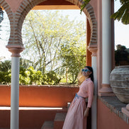 Cotton Sateen Stitched Open Pleat Skirt