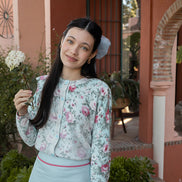 Floral Button Down Cardigan with Light & Dark Print