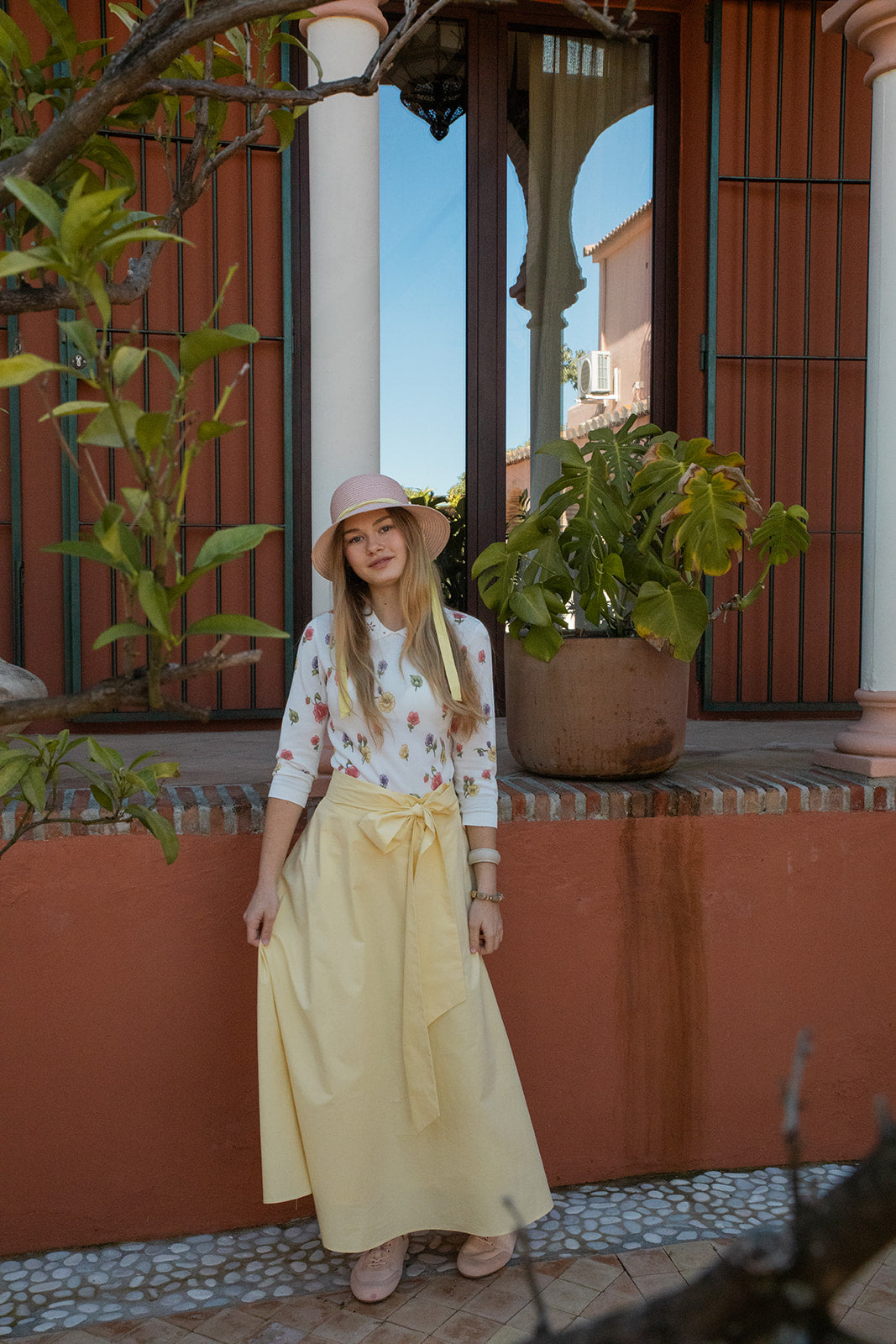 Teen Midi Full Skirt with Self-Tie Belt 