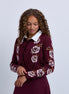 Embroidered Tie-Front Knit Cardigan