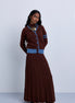 pleated midi skirt