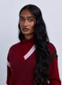 Asymmetric Contrast Neck Knit Top