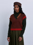 Layered Look Contrast Trim Knit Top