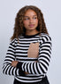 Striped Knit Top with Contrast Pocket