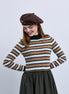 Striped Knit Midi Dress with Pleated Skirt