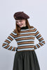 Striped Knit Midi Dress with Pleated Skirt