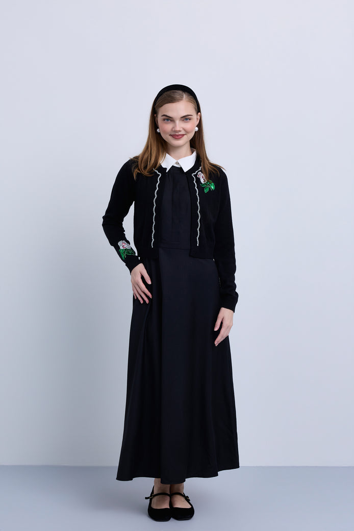 Collared Sleeveless Knit Midi Dress