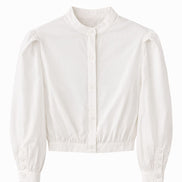 White Cotton Shirt with Button Detail Full Sleeve