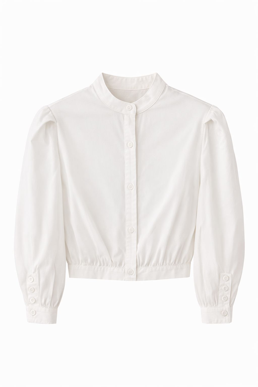 White Cotton Shirt with Button Detail Full Sleeve