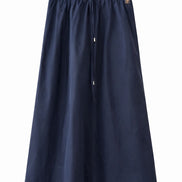 Pleated Maxi Skirt with Striped Waistband