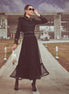 Black Tulle Gown with Velvet Accents and beaded detail