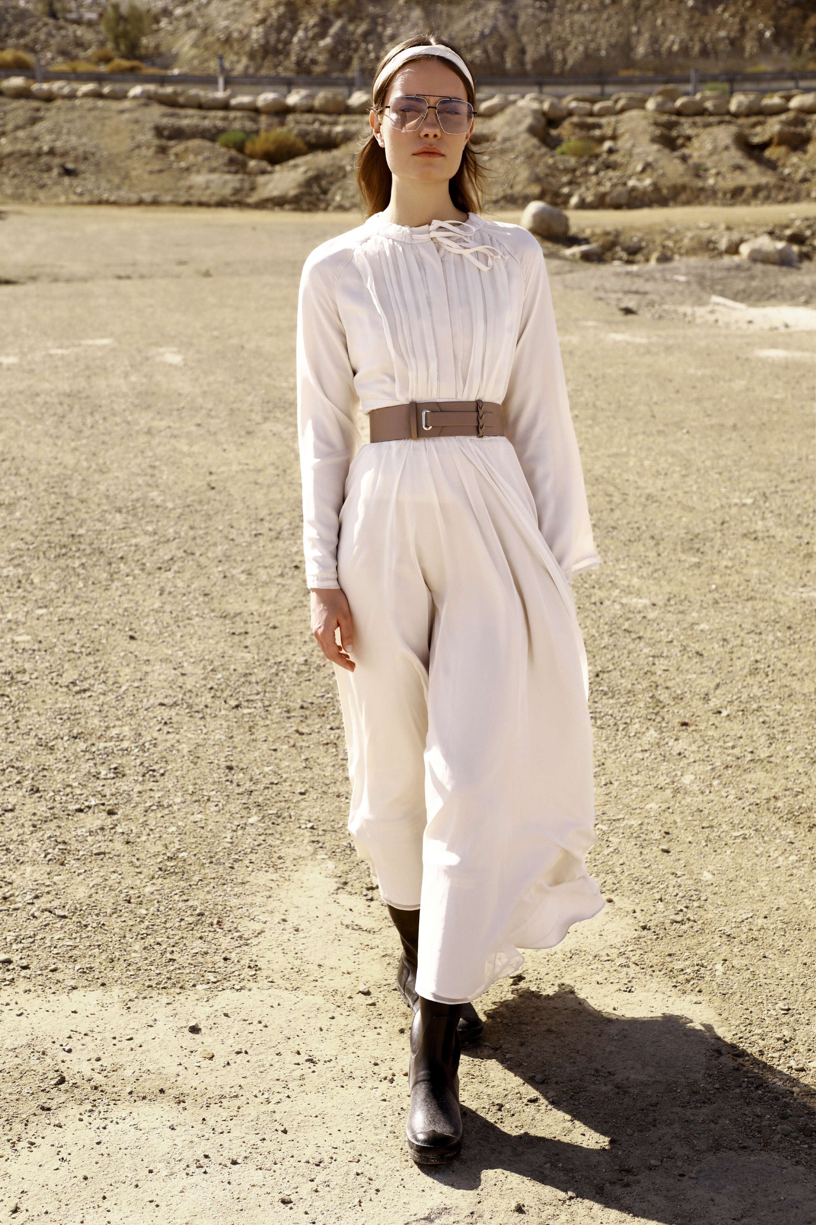 Soft Flowing Maxi Dress with Sinched Waist + Wide leather Belt