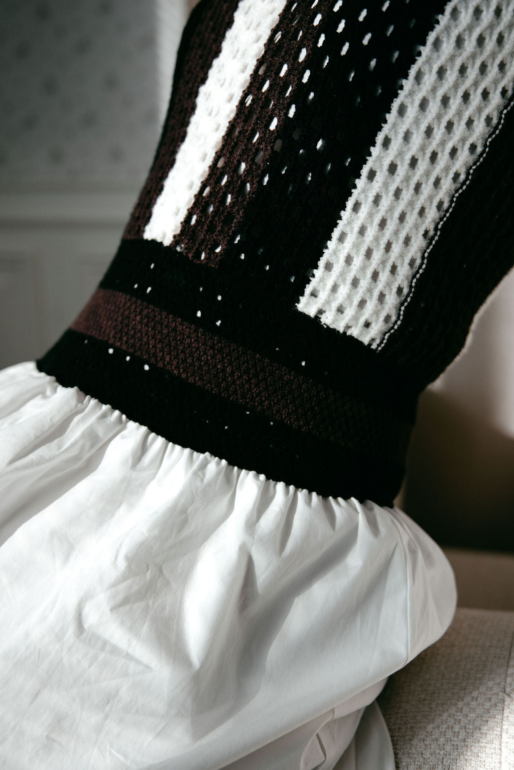 Crochet Knit and Cotton Jumper Dress
